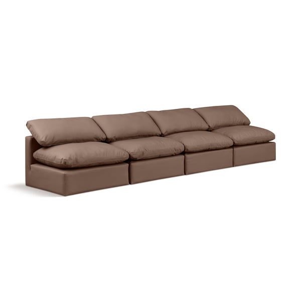 Meridian Indulge Brown Vegan Leather Modular Sofa IMAGE 1