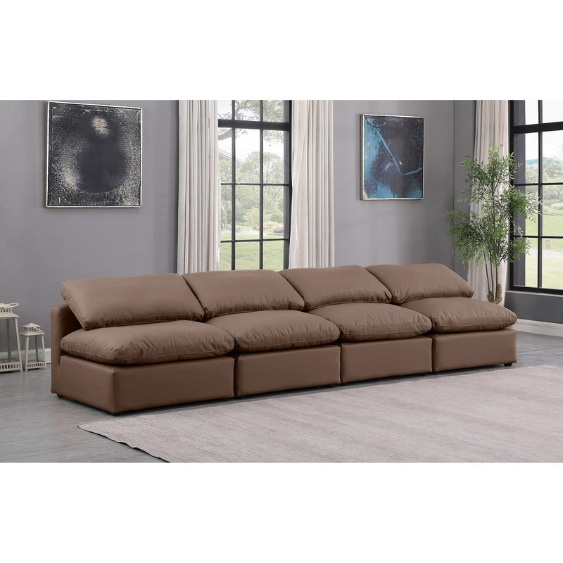Meridian Indulge Brown Vegan Leather Modular Sofa IMAGE 2