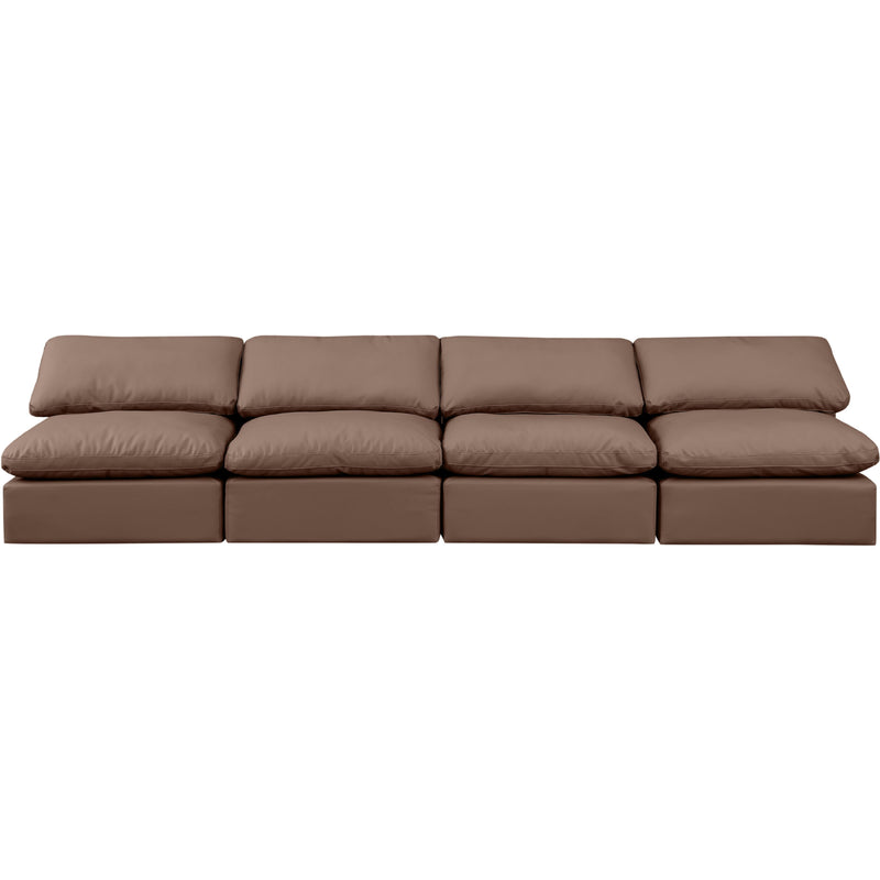 Meridian Indulge Brown Vegan Leather Modular Sofa IMAGE 4