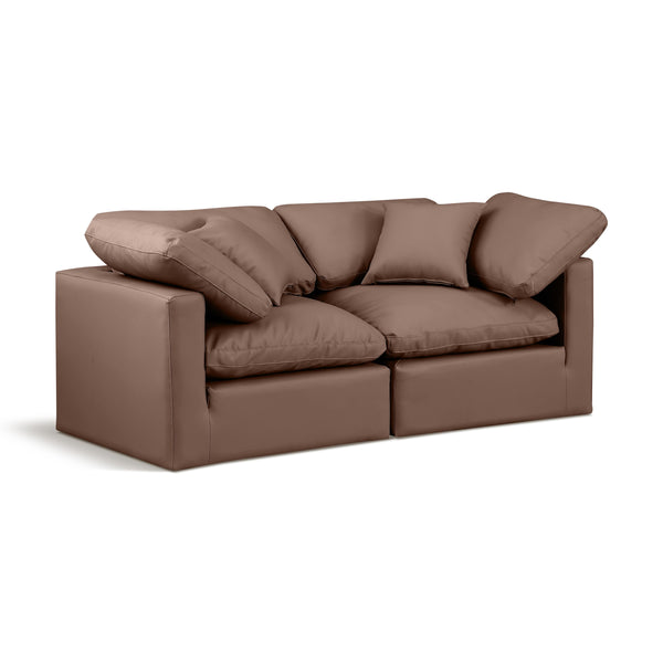 Meridian Indulge Brown Vegan Leather Modular Sofa IMAGE 1