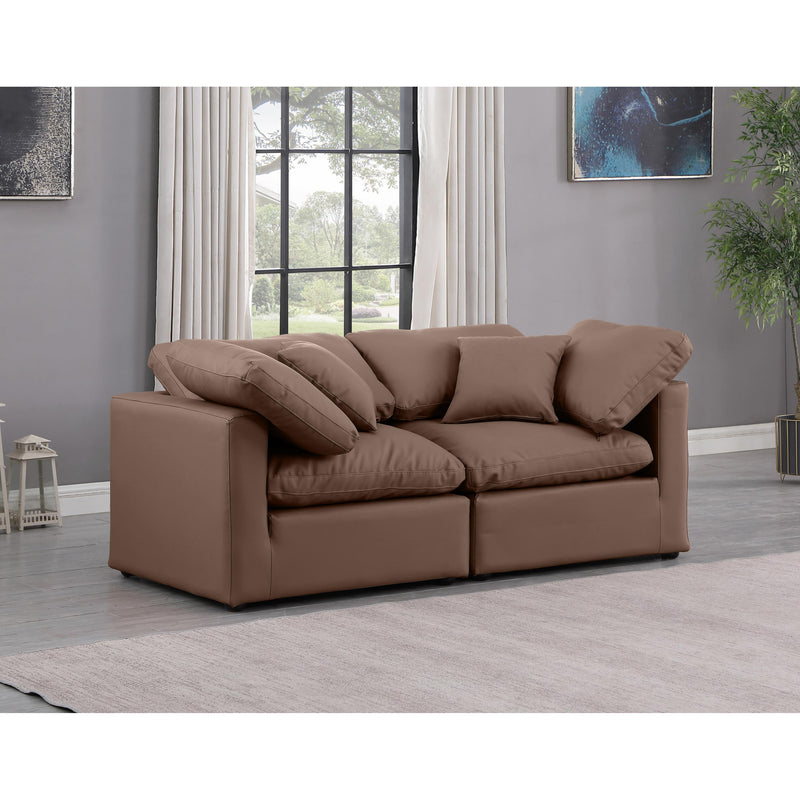 Meridian Indulge Brown Vegan Leather Modular Sofa IMAGE 2