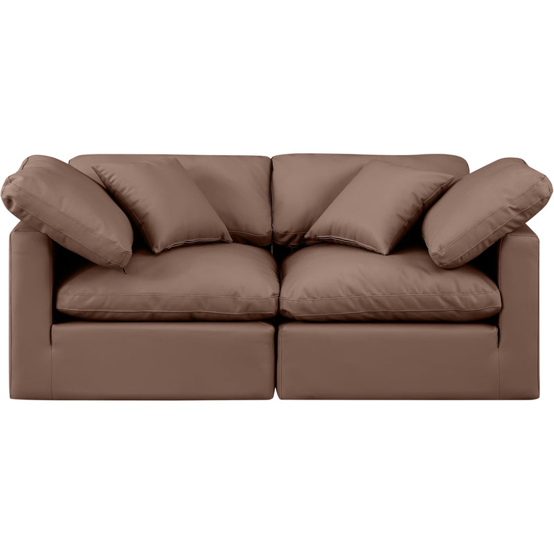 Meridian Indulge Brown Vegan Leather Modular Sofa IMAGE 4