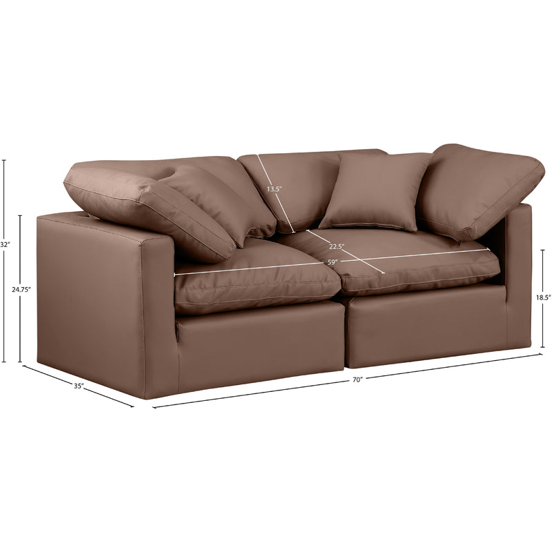 Meridian Indulge Brown Vegan Leather Modular Sofa IMAGE 9