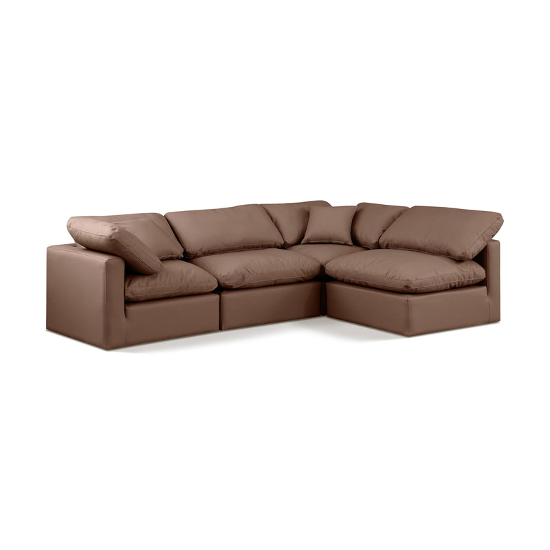 Meridian Indulge Brown Vegan Leather Modular Sectional IMAGE 1