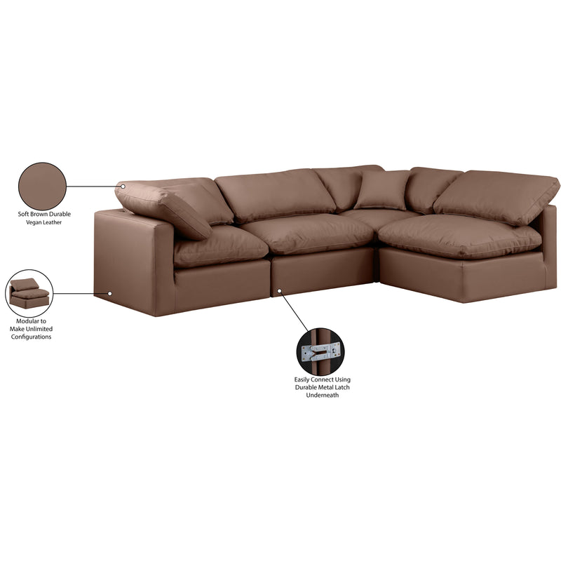 Meridian Indulge Brown Vegan Leather Modular Sectional IMAGE 9