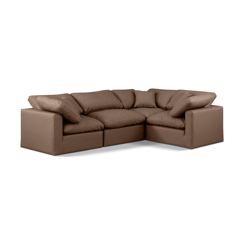 Meridian Indulge Brown Vegan Leather Modular Sectional IMAGE 1