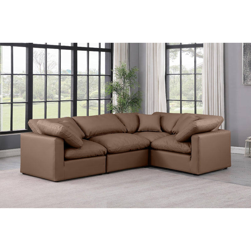 Meridian Indulge Brown Vegan Leather Modular Sectional IMAGE 2