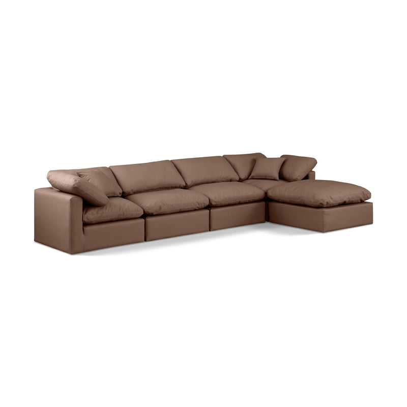Meridian Indulge Brown Vegan Leather Modular Sectional IMAGE 1