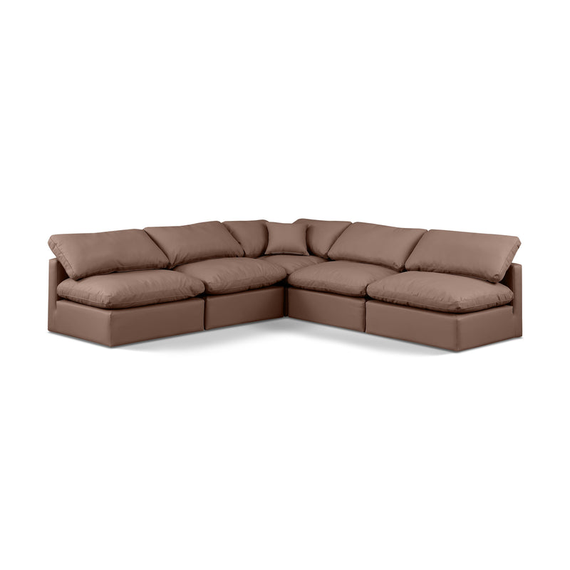 Meridian Indulge Brown Vegan Leather Modular Sectional IMAGE 1