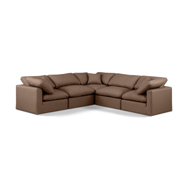 Meridian Indulge Brown Vegan Leather Modular Sectional IMAGE 1