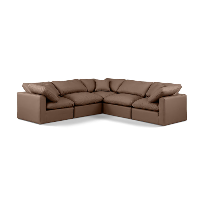 Meridian Indulge Brown Vegan Leather Modular Sectional IMAGE 1