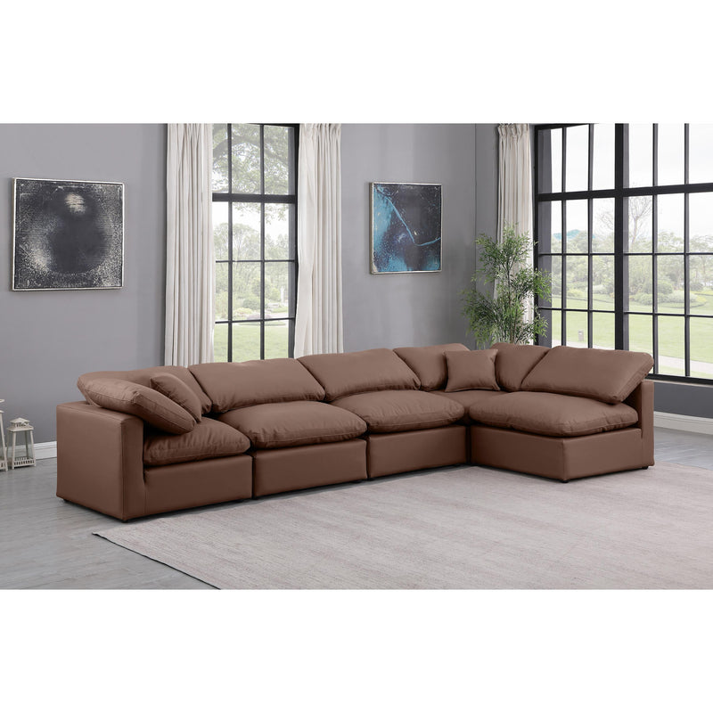 Meridian Indulge Brown Vegan Leather Modular Sectional IMAGE 2