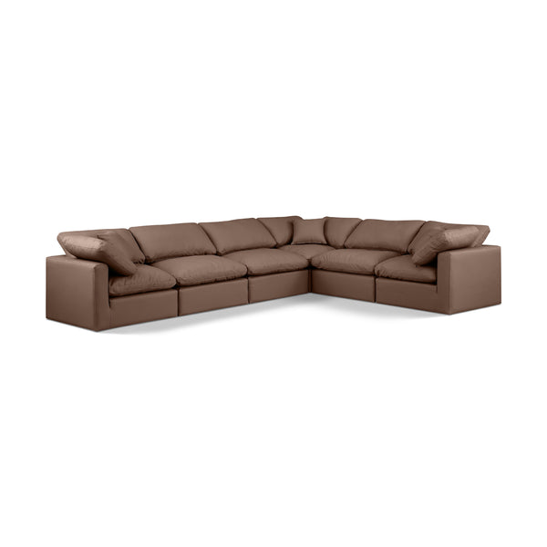 Meridian Indulge Brown Vegan Leather Modular Sectional IMAGE 1