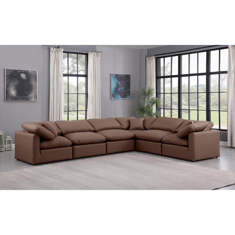 Meridian Indulge Brown Vegan Leather Modular Sectional IMAGE 2