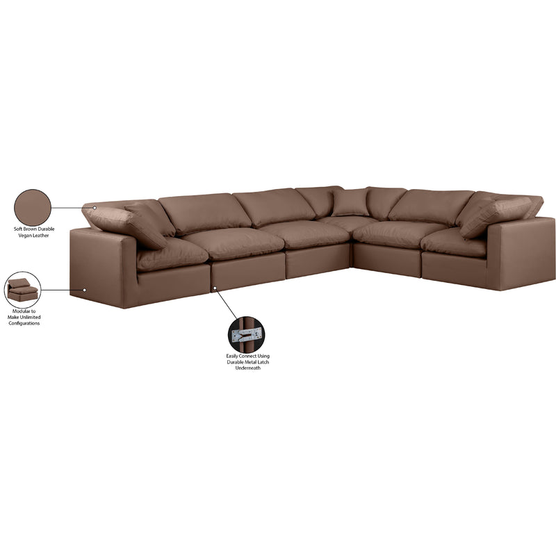Meridian Indulge Brown Vegan Leather Modular Sectional IMAGE 9