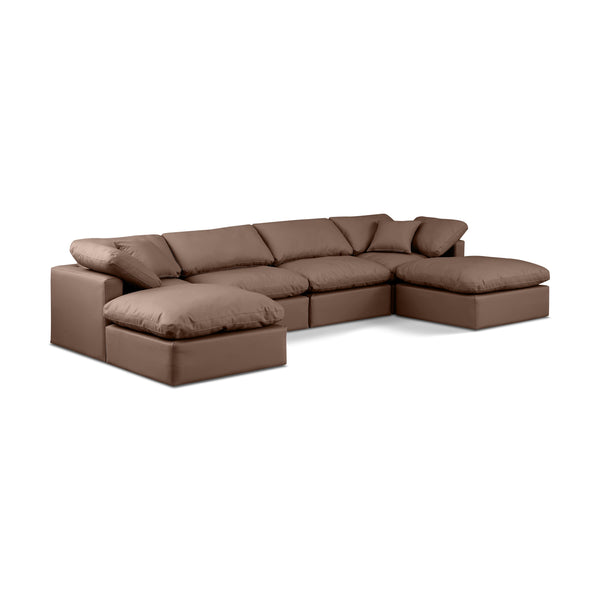 Meridian Indulge Brown Vegan Leather Modular Sectional IMAGE 1