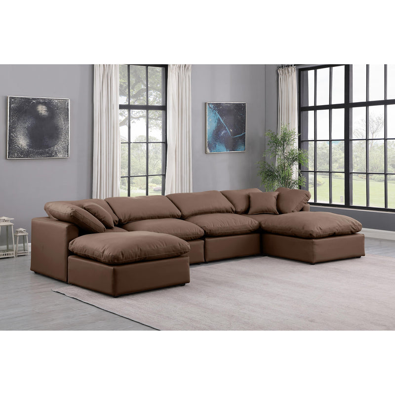 Meridian Indulge Brown Vegan Leather Modular Sectional IMAGE 2