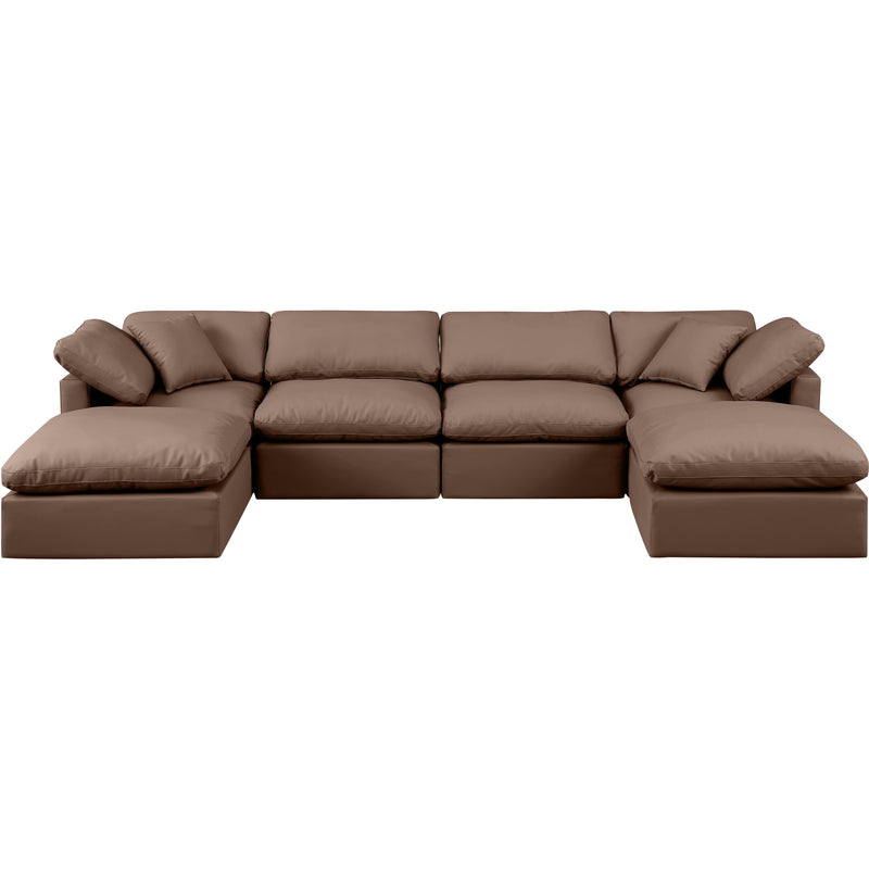 Meridian Indulge Brown Vegan Leather Modular Sectional IMAGE 4