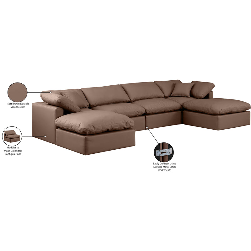 Meridian Indulge Brown Vegan Leather Modular Sectional IMAGE 7