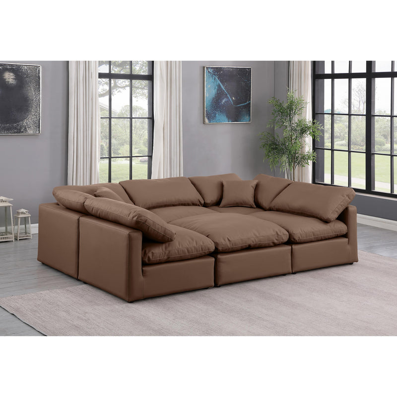 Meridian Indulge Brown Vegan Leather Modular Sectional IMAGE 2