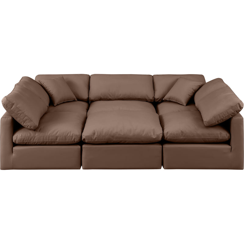 Meridian Indulge Brown Vegan Leather Modular Sectional IMAGE 4