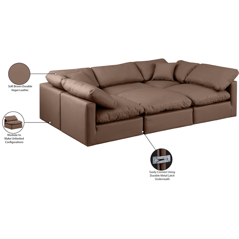 Meridian Indulge Brown Vegan Leather Modular Sectional IMAGE 8