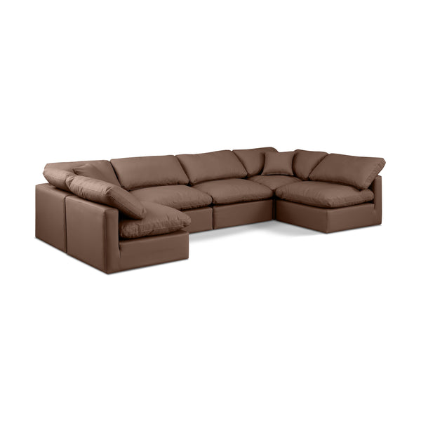 Meridian Indulge Brown Vegan Leather Modular Sectional IMAGE 1