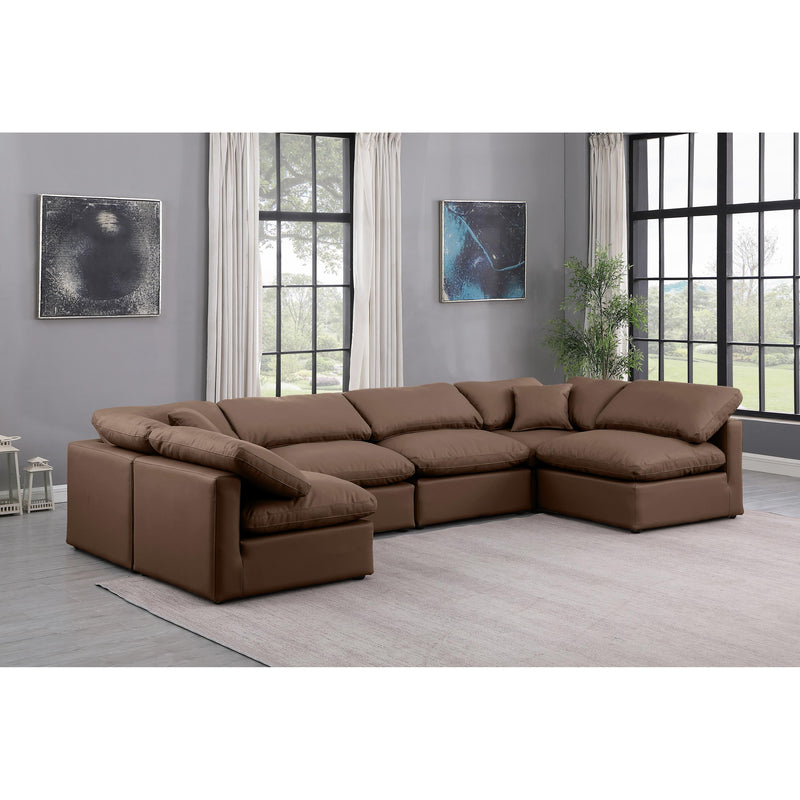 Meridian Indulge Brown Vegan Leather Modular Sectional IMAGE 2