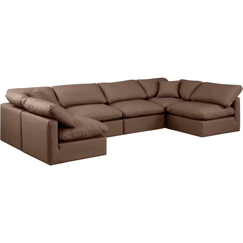 Meridian Indulge Brown Vegan Leather Modular Sectional IMAGE 4