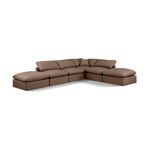 Meridian Indulge Brown Vegan Leather Modular Sectional IMAGE 1