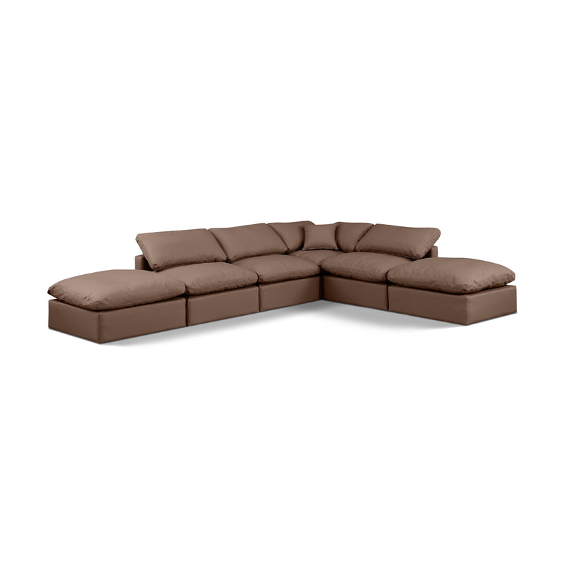 Meridian Indulge Brown Vegan Leather Modular Sectional IMAGE 1