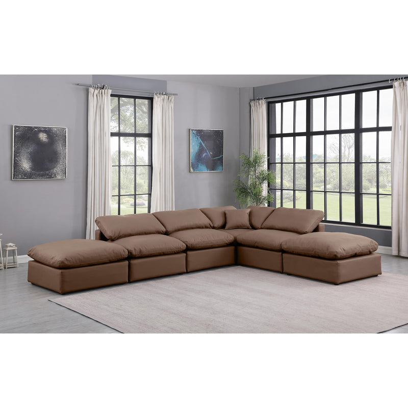 Meridian Indulge Brown Vegan Leather Modular Sectional IMAGE 2