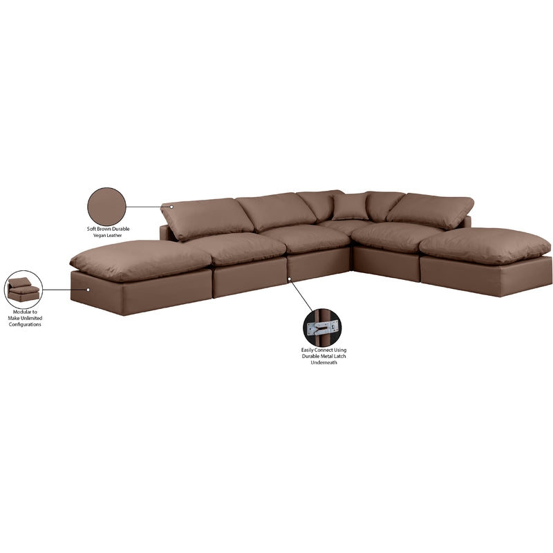 Meridian Indulge Brown Vegan Leather Modular Sectional IMAGE 8