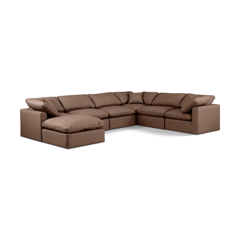 Meridian Indulge Brown Vegan Leather Modular Sectional IMAGE 1