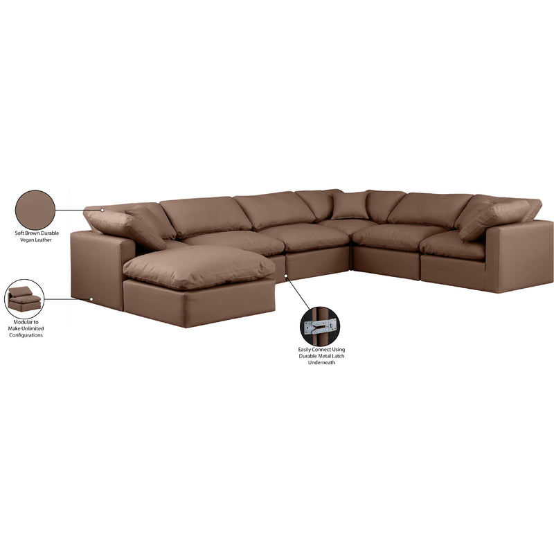 Meridian Indulge Brown Vegan Leather Modular Sectional IMAGE 9