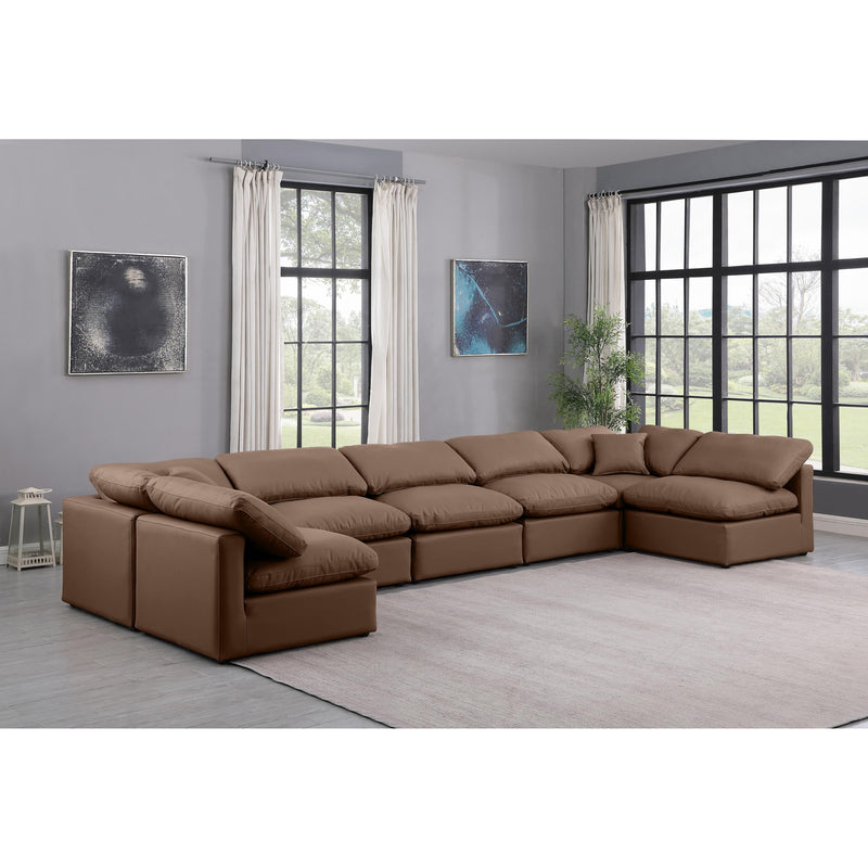 Meridian Indulge Brown Vegan Leather Modular Sectional IMAGE 2