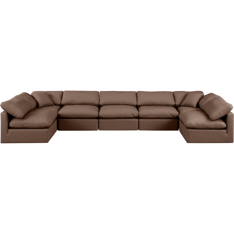 Meridian Indulge Brown Vegan Leather Modular Sectional IMAGE 4