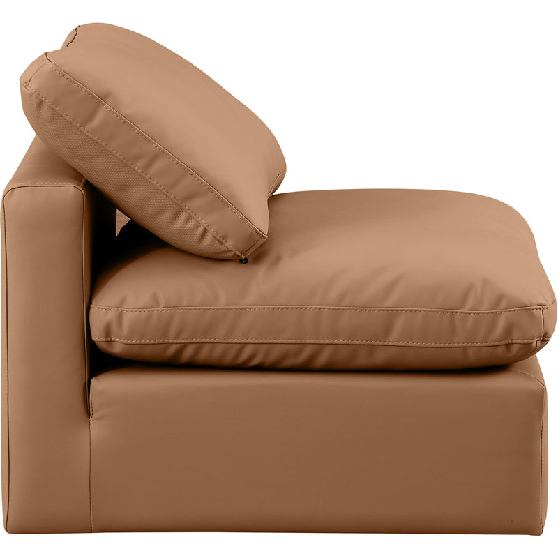 Meridian Indulge Cognac Vegan Leather Armless Chair IMAGE 5