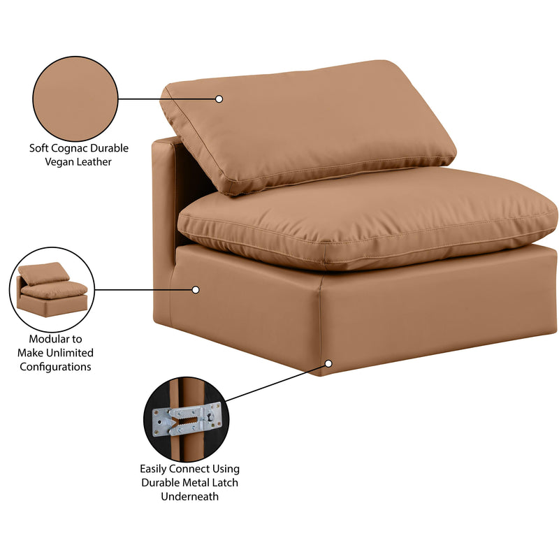 Meridian Indulge Cognac Vegan Leather Armless Chair IMAGE 8