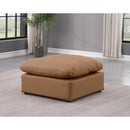 Meridian Indulge Cognac Vegan Leather Ottoman IMAGE 2