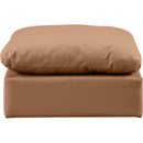 Meridian Indulge Cognac Vegan Leather Ottoman IMAGE 3