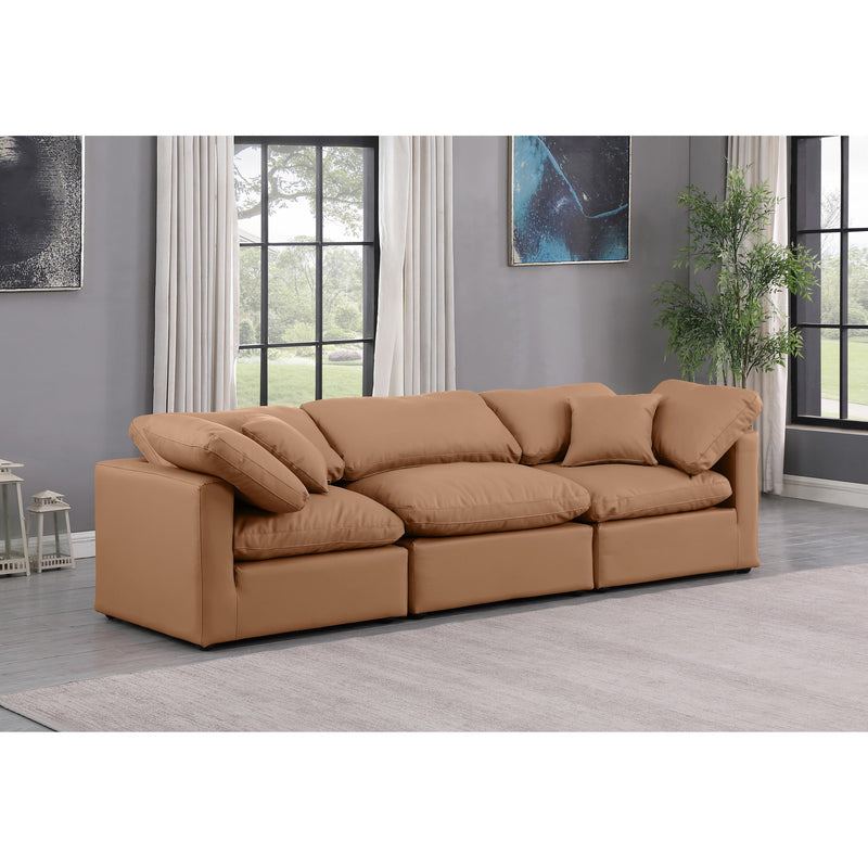 Meridian Indulge Cognac Vegan Leather Modular Sofa IMAGE 2