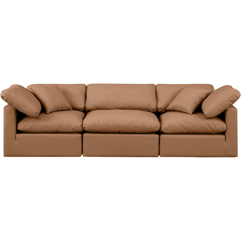 Meridian Indulge Cognac Vegan Leather Modular Sofa IMAGE 4
