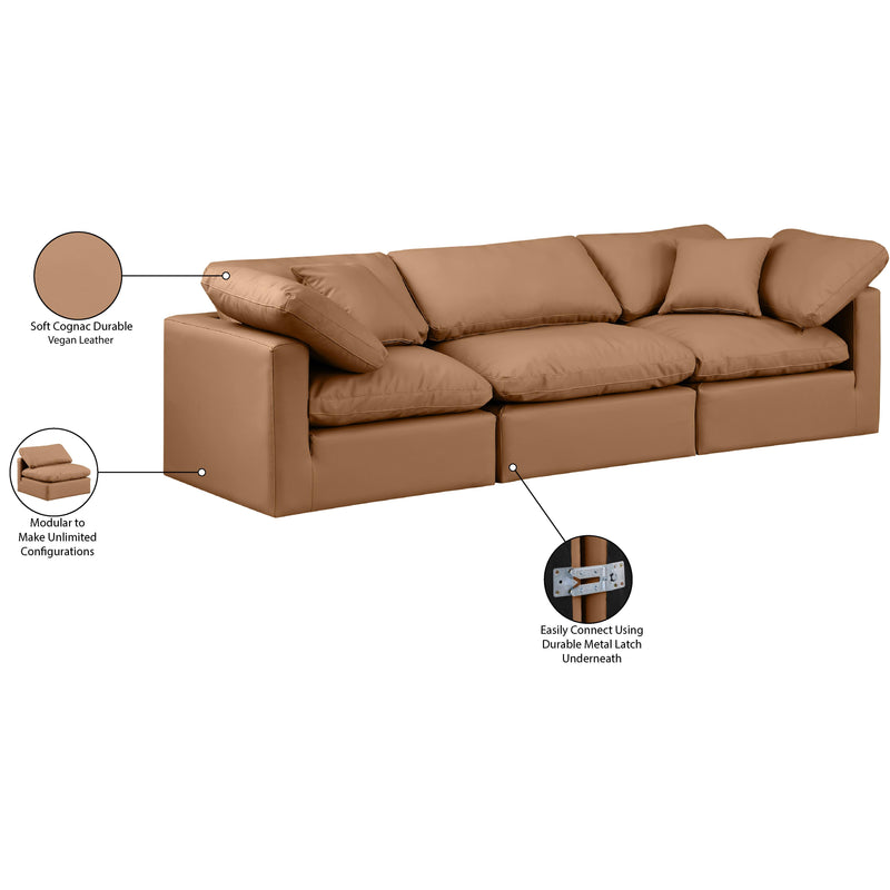 Meridian Indulge Cognac Vegan Leather Modular Sofa IMAGE 8