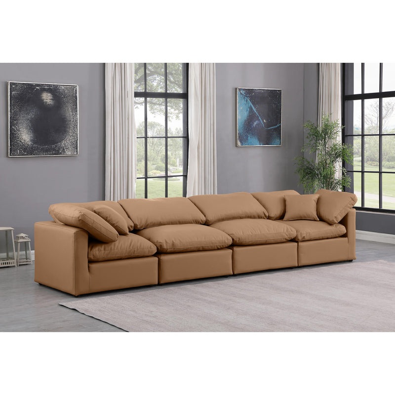 Meridian Indulge Cognac Vegan Leather Modular Sofa IMAGE 2