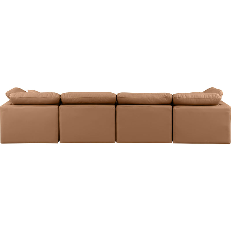 Meridian Indulge Cognac Vegan Leather Modular Sofa IMAGE 3