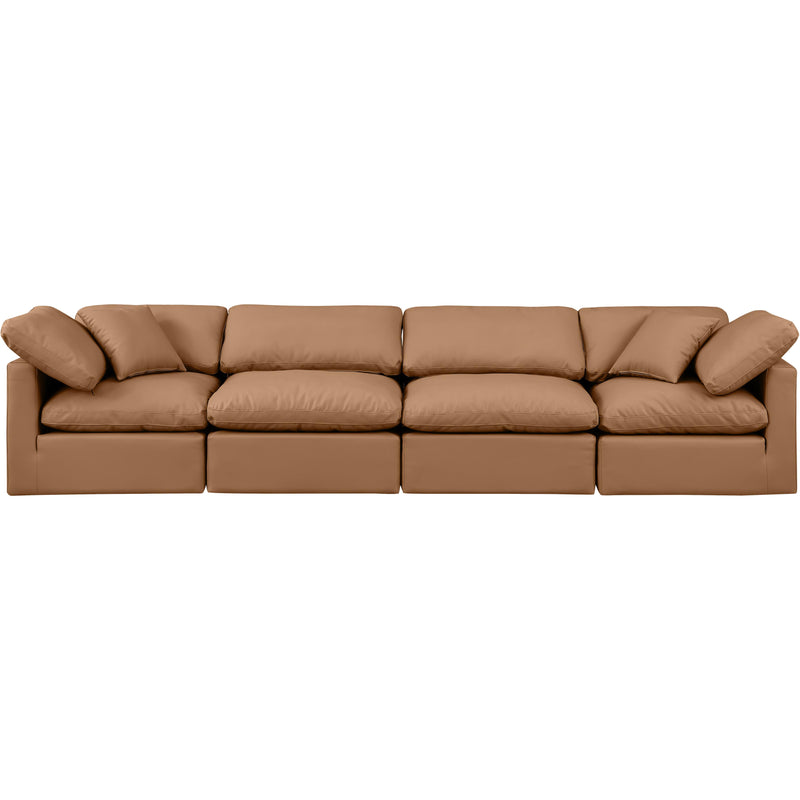 Meridian Indulge Cognac Vegan Leather Modular Sofa IMAGE 4
