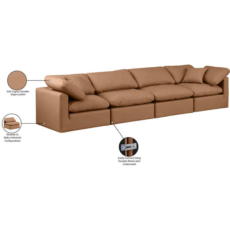 Meridian Indulge Cognac Vegan Leather Modular Sofa IMAGE 8