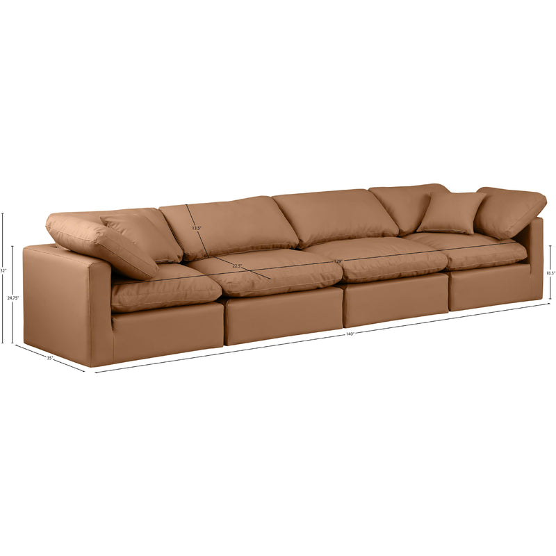 Meridian Indulge Cognac Vegan Leather Modular Sofa IMAGE 9