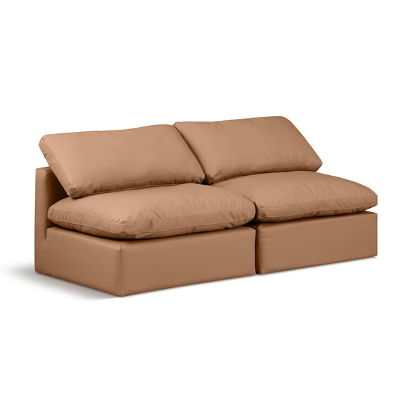 Meridian Indulge Cognac Vegan Leather Modular Sofa IMAGE 1